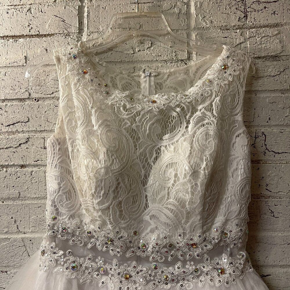 Star Box White Lace Semi Sheer Short Prom Party Dress XL
